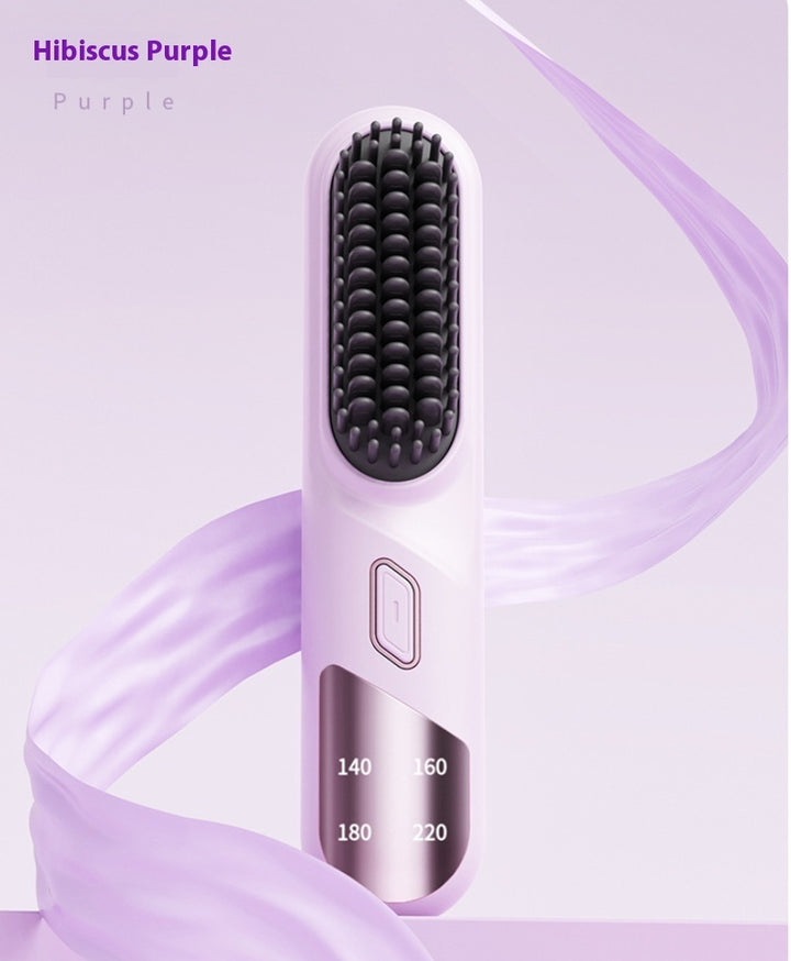 Lisseur cheveux secs et humides, brosse sans fil avec chauffage rapide, Ions négatifs, pour cheveux bouclés et moelleux, électrique