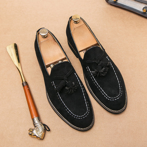 Fringed Men's Suede Leather Slip On Loafers