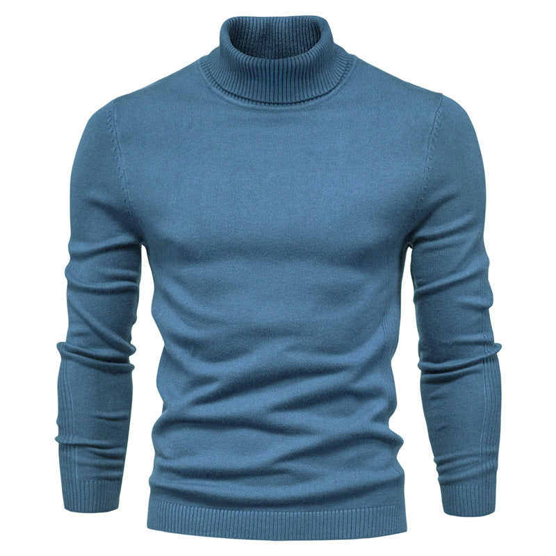 Mænds ensfarvede slanke pullover rullekrave sweater Vinter Casual Toppe Tøj