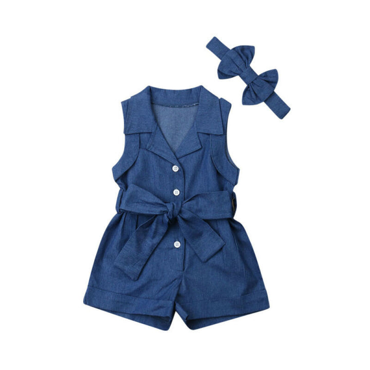 Pudcoco kinderkleding voor babymeisjes zonder mouwen, denim