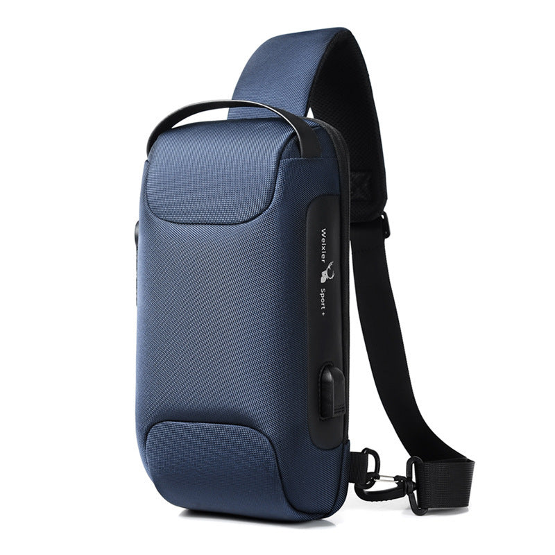 Waterdichte USB-antidiefstaltas Heren Oxford Crossbody Schoudertas Sling Multifunctionele korte reismessenger Borsttas