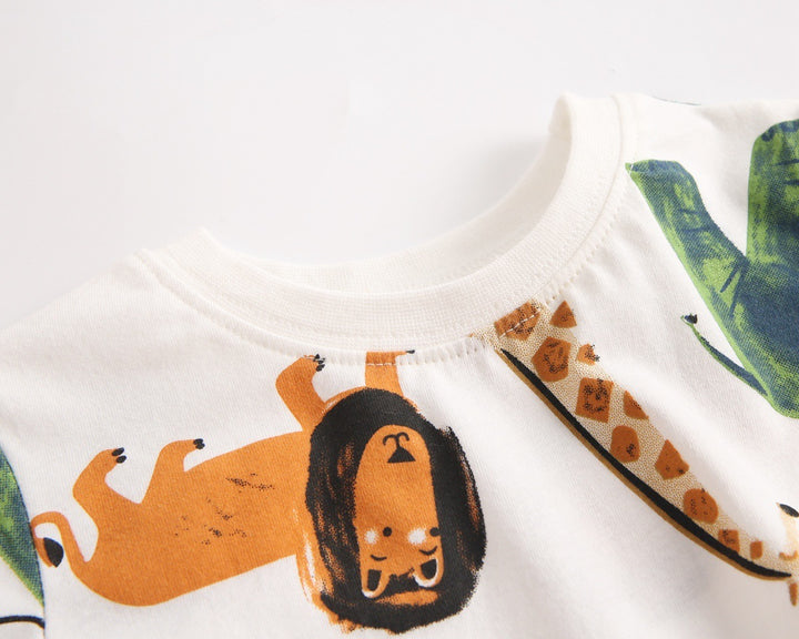 Baby Boy Animal Print kortærmet T-shirt i to dele