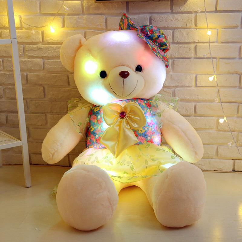 New Luminous Teddy Bear Large Doll Plush Toy Colorful Skirt Bear Pillow Doll Birthday Gift