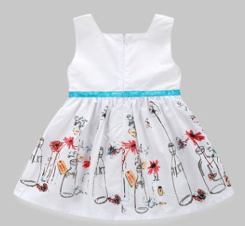 Little girl white floral butterfly skirt baby dress Princess