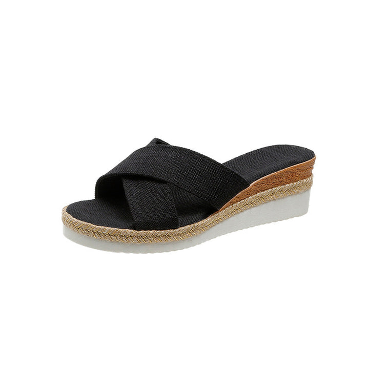 Sommersko Dame Hemp Kilesandaler Platform Hjemmesko