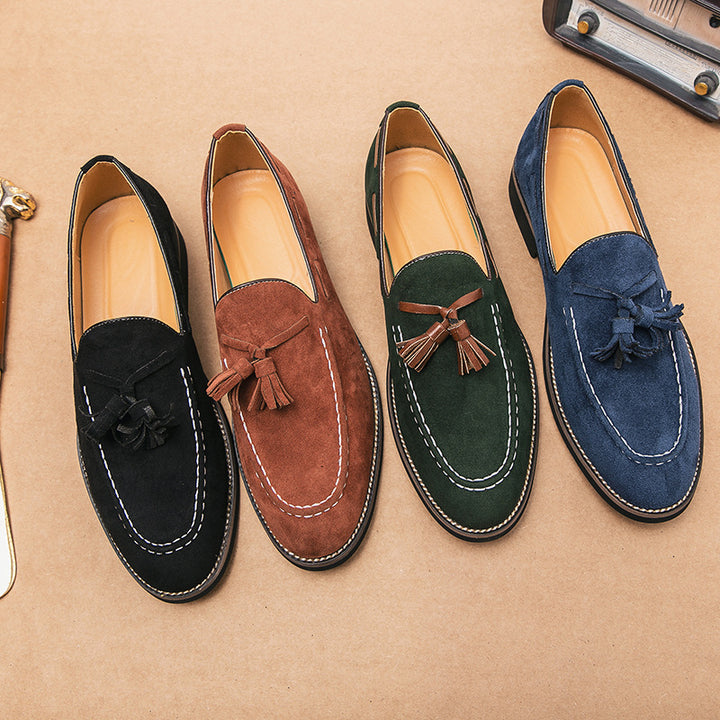 Fringed Men's Suede Leather Slip On Loafers