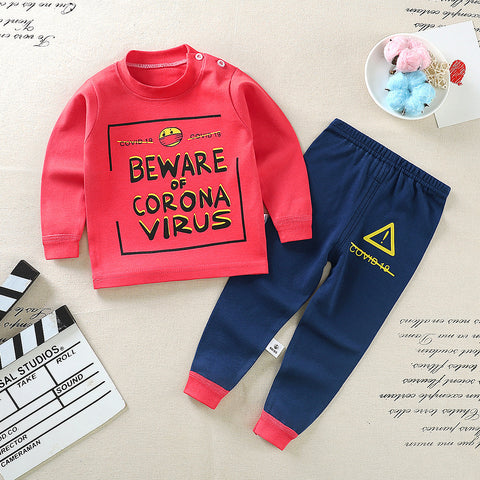 Pure Cotton Boys And Girls Autumn Clothes Long Trousers Suit