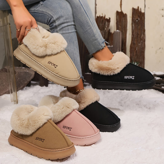 Women Non-Slip Shoes With Faux Fur Lining For Indoor Wear