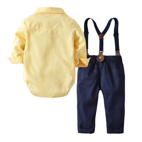 Boys' Overalls Long-sleeved Romper Shirt Two-piece Set