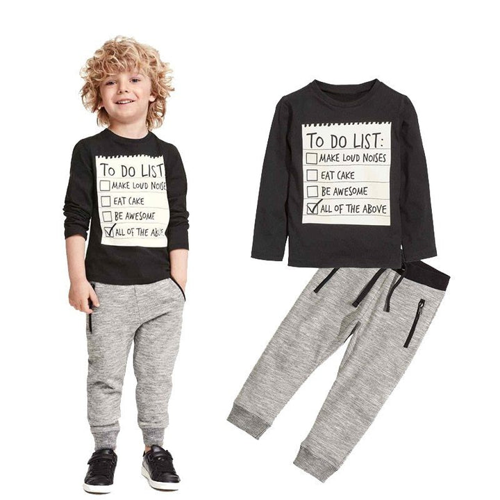 Ensemble de vêtements pour enfants garçons, vêtements décontractés pour bébés garçons, T-shirt à manches longues et pantalon en coton, costume 2 pièces pour 3 à 7 ans, printemps-automne