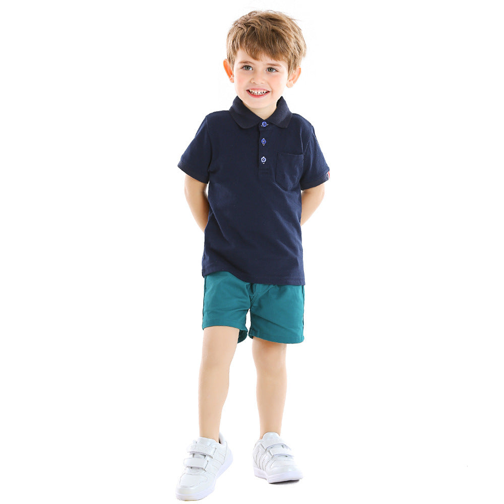 Children  Short Sleeved T Shirt Breathable Lapel College Style