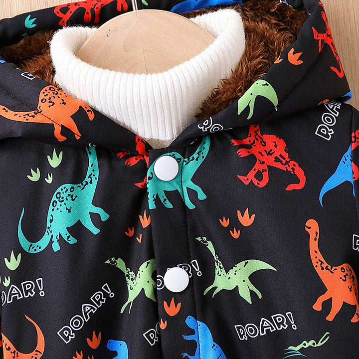 Children Dinosaur Fleece Lined Coat