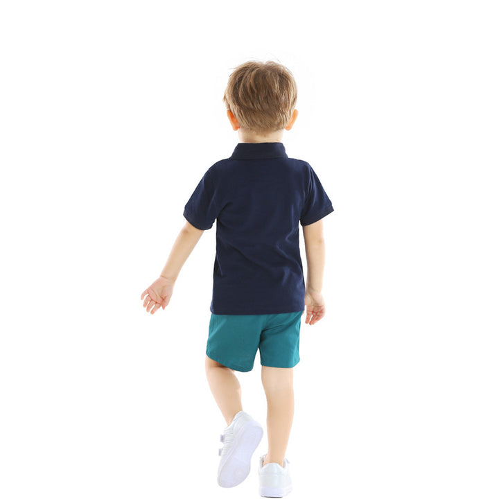 Children  Short Sleeved T Shirt Breathable Lapel College Style