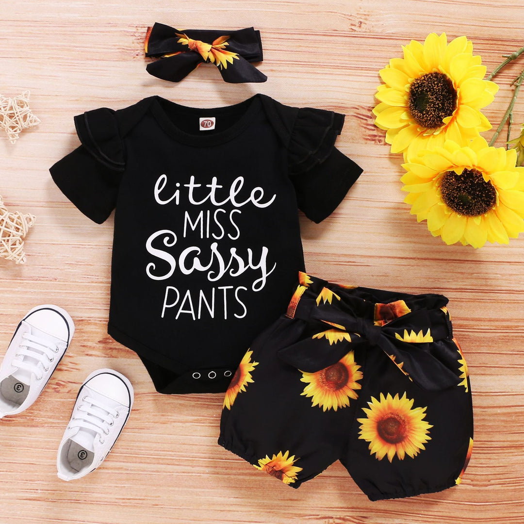 Ensemble trois pièces mignon bébé tournesol