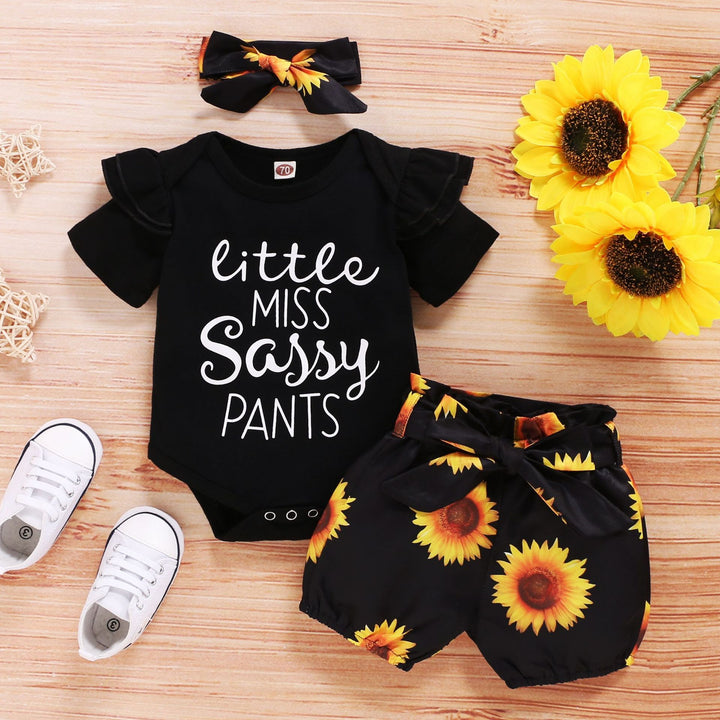 Ensemble trois pièces mignon bébé tournesol