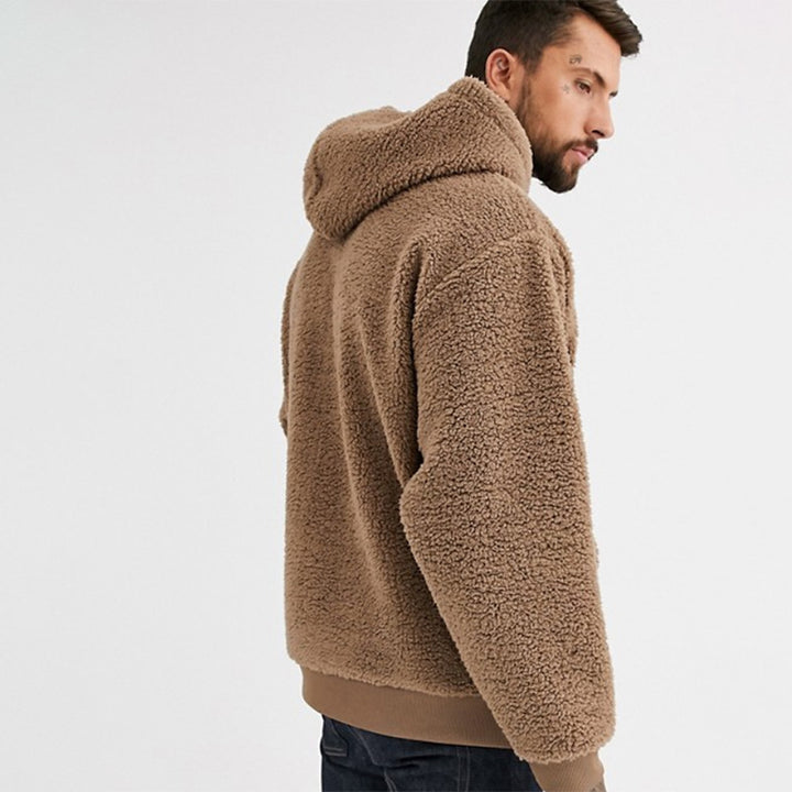 Hooded Pullover Men's Plush Long Sleeve Sweater