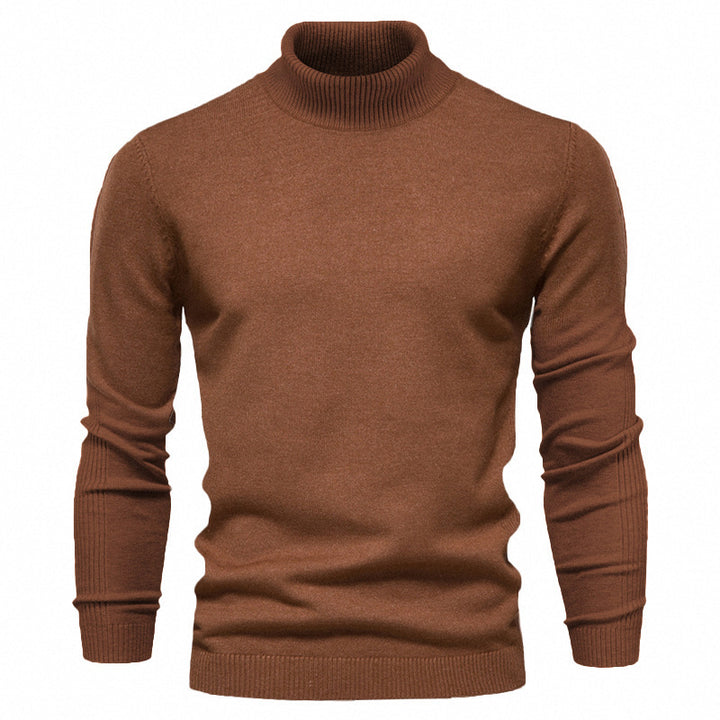 Mænds ensfarvede slanke pullover rullekrave sweater Vinter Casual Toppe Tøj