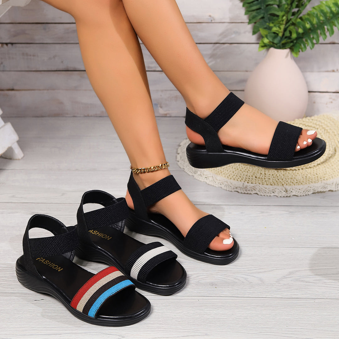 Fashion Color-block Elastic Sandals