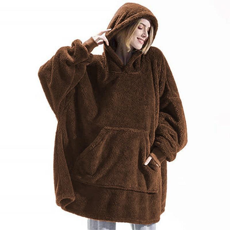 Sweat à capuche d'hiver avec grande poche pour femme