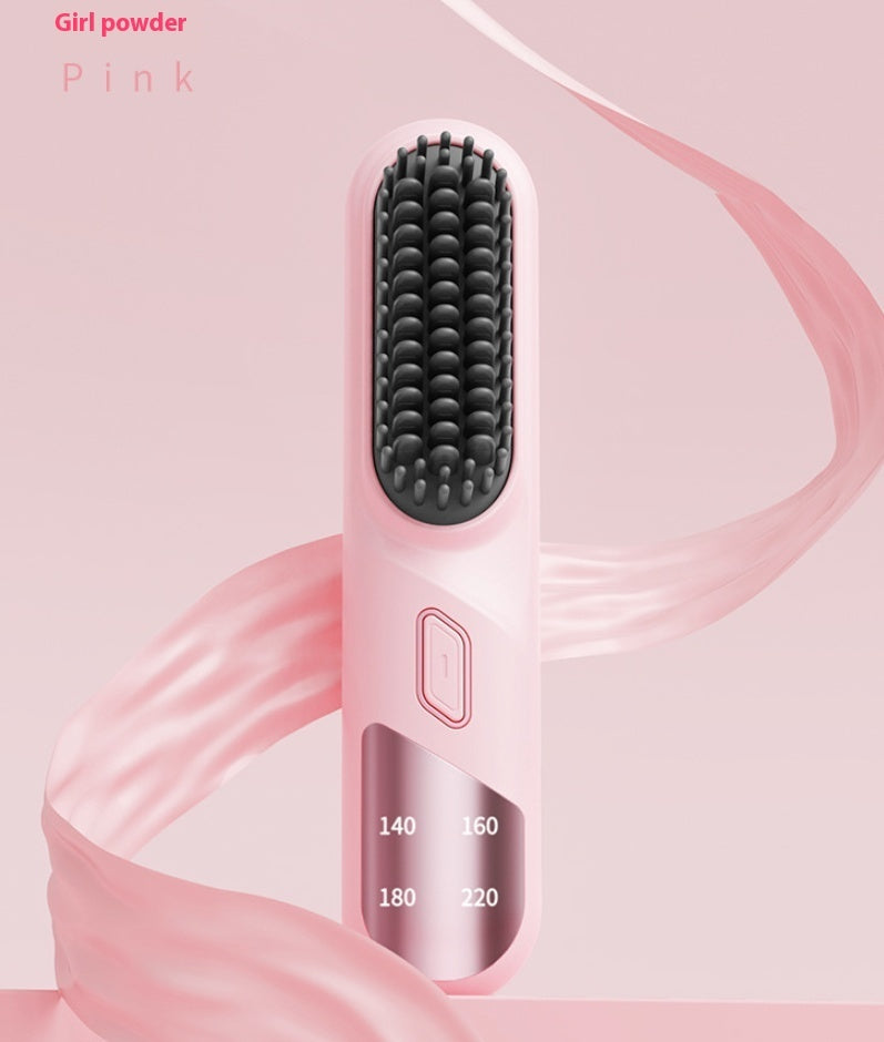 Lisseur cheveux secs et humides, brosse sans fil avec chauffage rapide, Ions négatifs, pour cheveux bouclés et moelleux, électrique