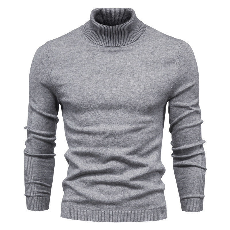 Mænds ensfarvede slanke pullover rullekrave sweater Vinter Casual Toppe Tøj