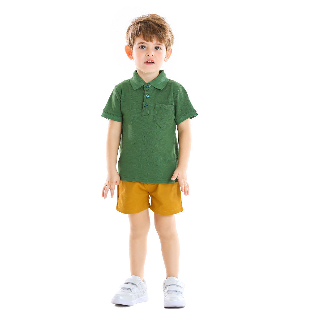 Children  Short Sleeved T Shirt Breathable Lapel College Style