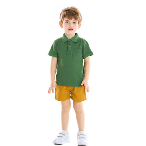 Children  Short Sleeved T Shirt Breathable Lapel College Style