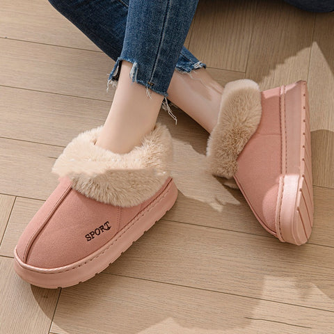 Women Non-Slip Shoes With Faux Fur Lining For Indoor Wear