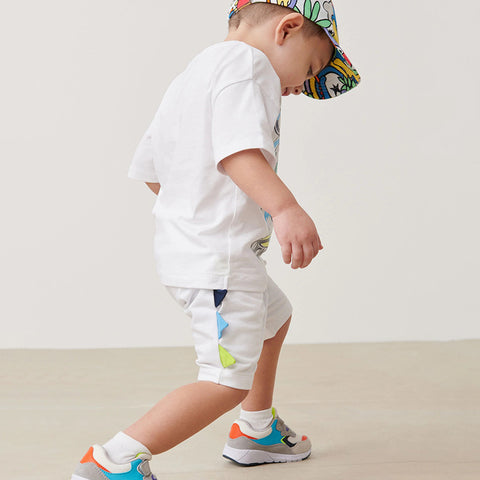 Boys' Short-sleeved Cartoon Cute Short Sleeve Shorts Two-piece Set