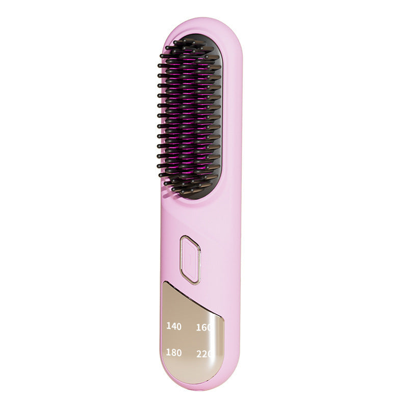 Lisseur cheveux secs et humides, brosse sans fil avec chauffage rapide, Ions négatifs, pour cheveux bouclés et moelleux, électrique