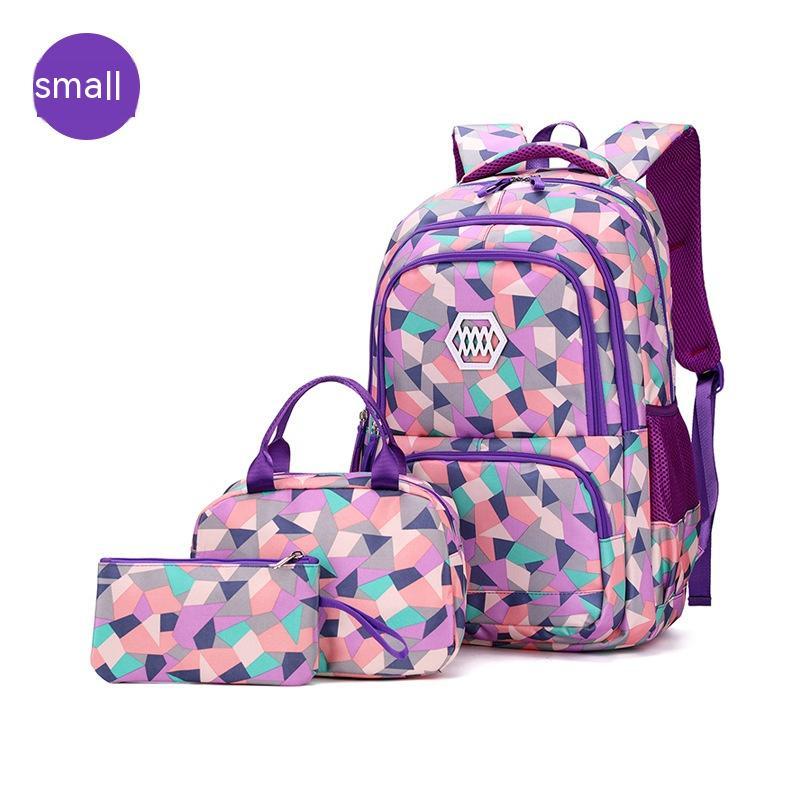 Nylon camouflage kinderschooltas, driedelige set