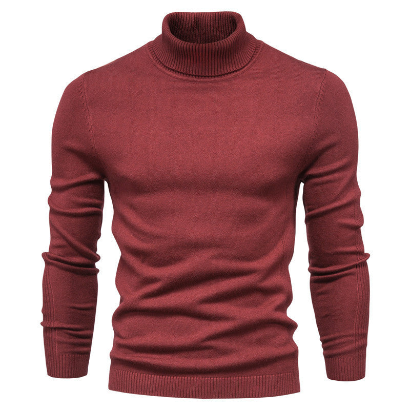 Mænds ensfarvede slanke pullover rullekrave sweater Vinter Casual Toppe Tøj