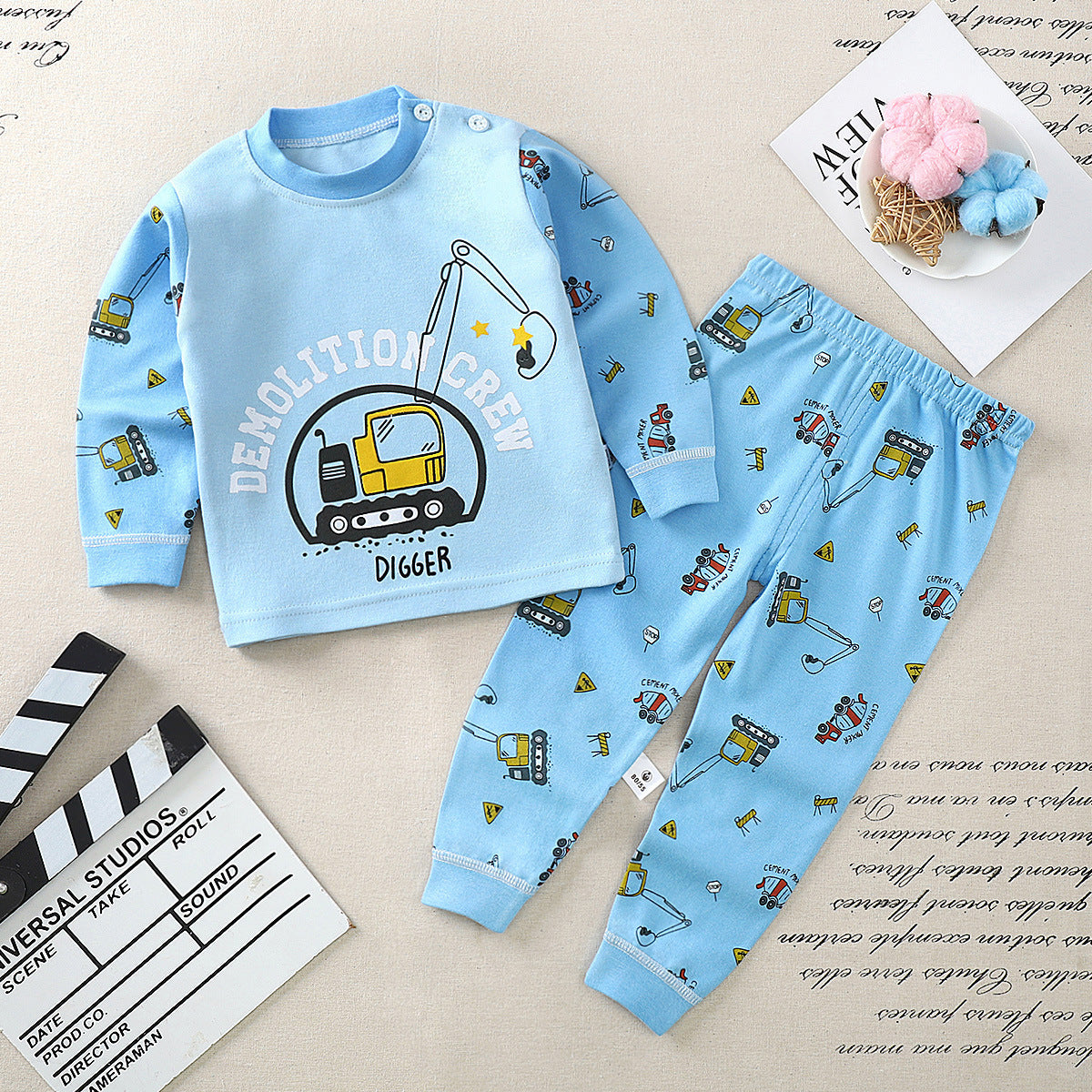 Pure Cotton Boys And Girls Autumn Clothes Long Trousers Suit