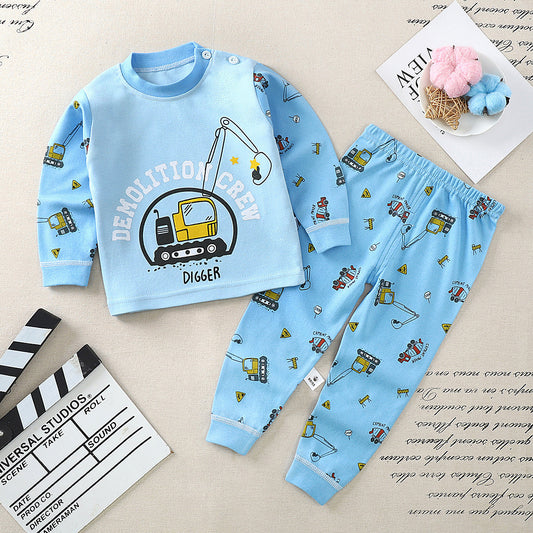 Pure Cotton Boys And Girls Autumn Clothes Long Trousers Suit