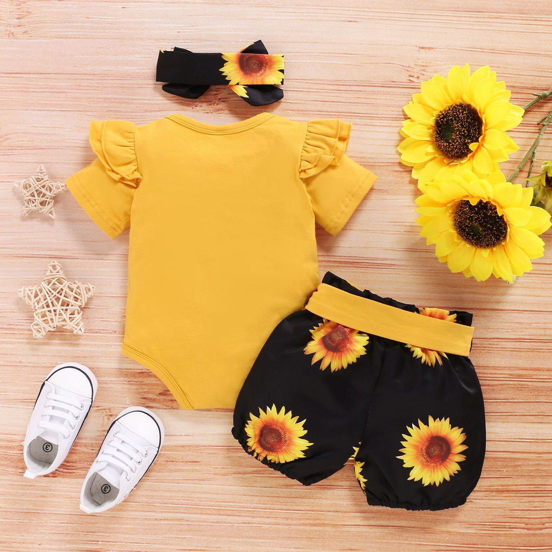 Ensemble trois pièces mignon bébé tournesol