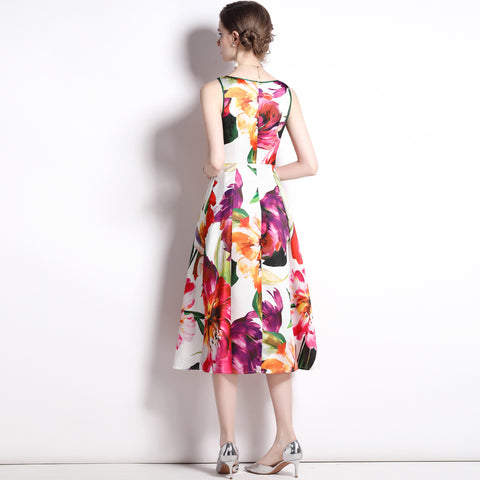 Summer Dress Printed Sleeveless A- Line