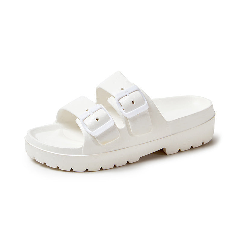 Mode Slippers met Dubbele Gesp Zomer Platform Tuin Strand Schoenen Casual Antislip Vloer Badkamer Thuis Slipper Voor Vrouwen