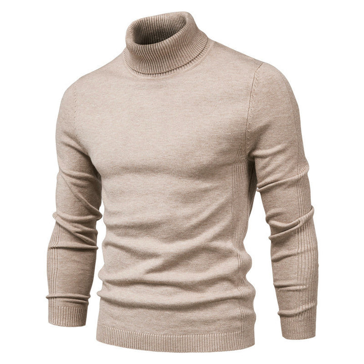 Mænds ensfarvede slanke pullover rullekrave sweater Vinter Casual Toppe Tøj