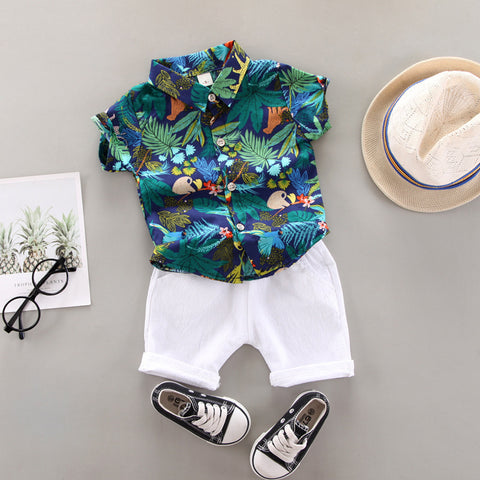 Boys' Summer Short Sleeve Shirt Shorts Suit