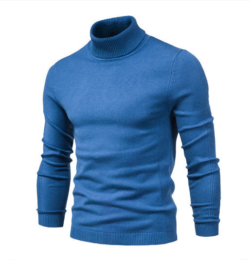 Mænds ensfarvede slanke pullover rullekrave sweater Vinter Casual Toppe Tøj