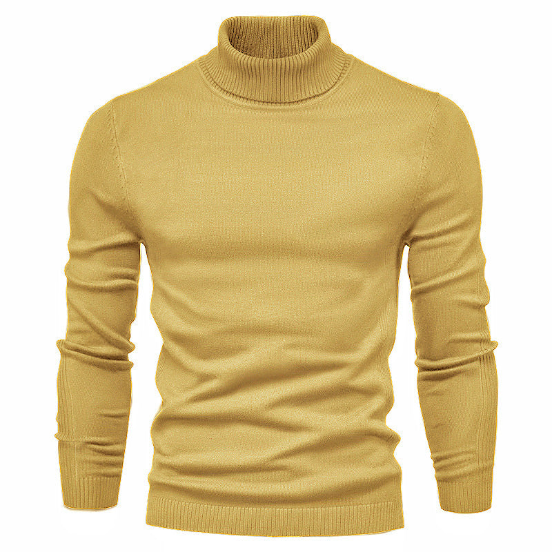 Mænds ensfarvede slanke pullover rullekrave sweater Vinter Casual Toppe Tøj