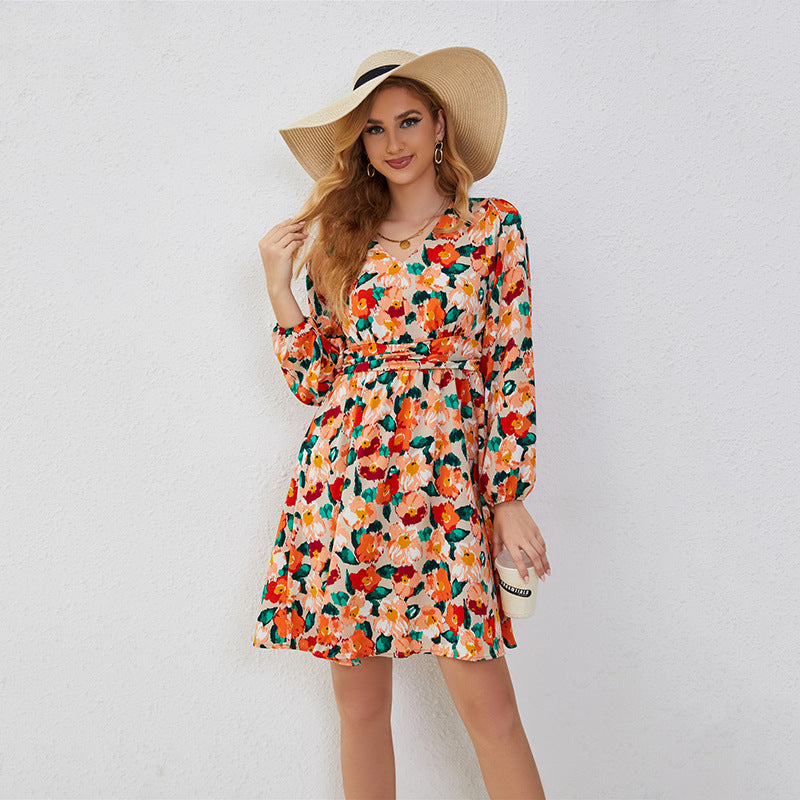 V-neck Printed Dress