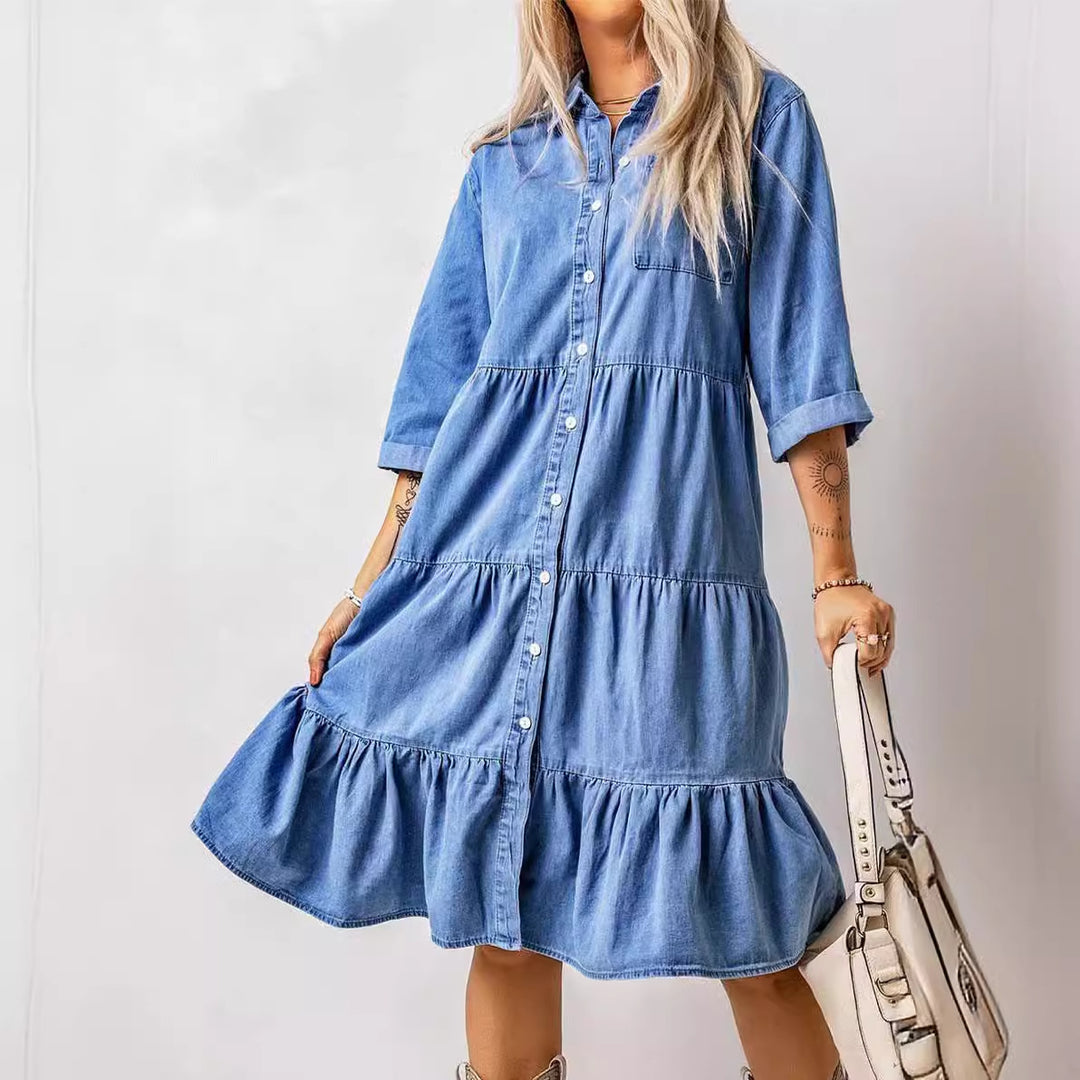 Chemise boutonnée en denim européen