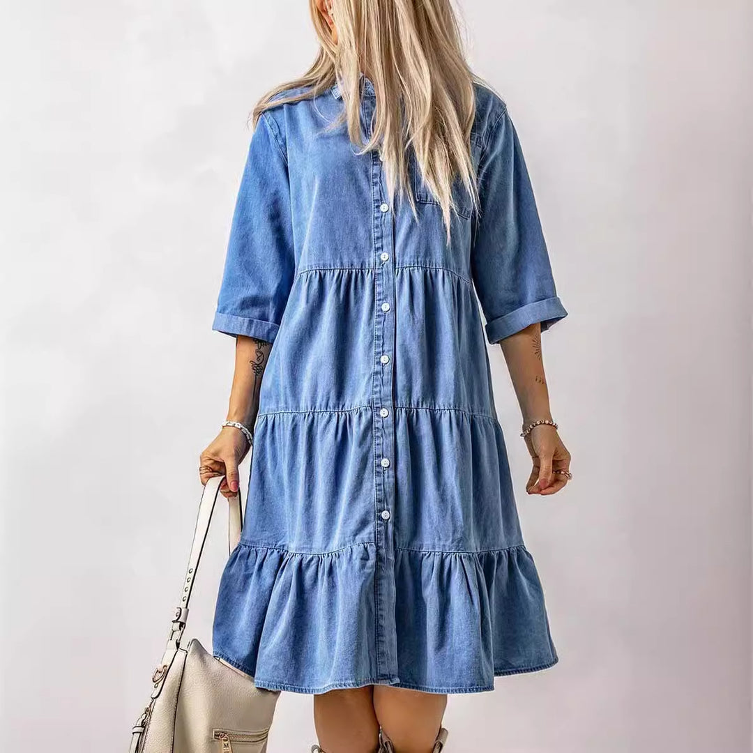 Chemise boutonnée en denim européen