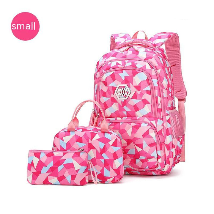 Nylon camouflage kinderschooltas, driedelige set