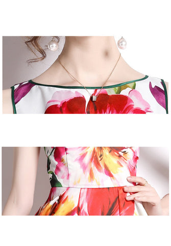 Summer Dress Printed Sleeveless A- Line