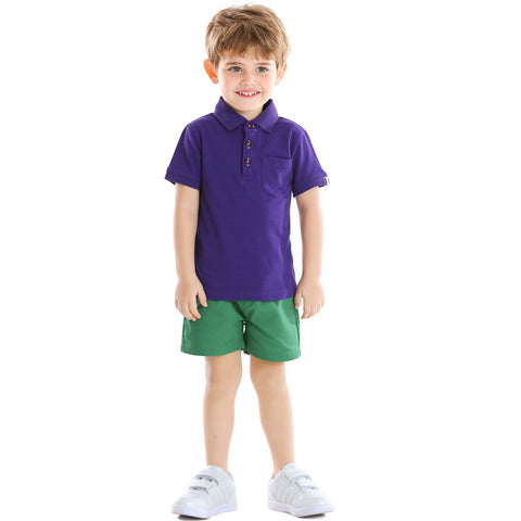 Children  Short Sleeved T Shirt Breathable Lapel College Style