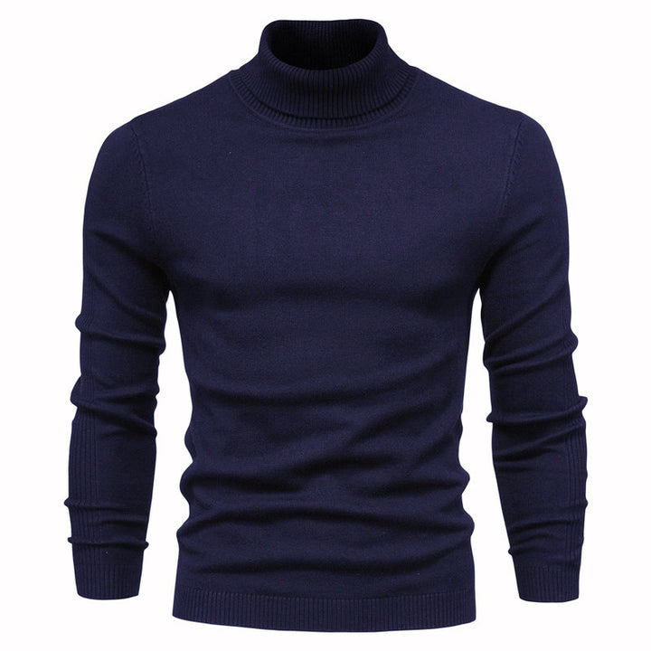 Mænds ensfarvede slanke pullover rullekrave sweater Vinter Casual Toppe Tøj