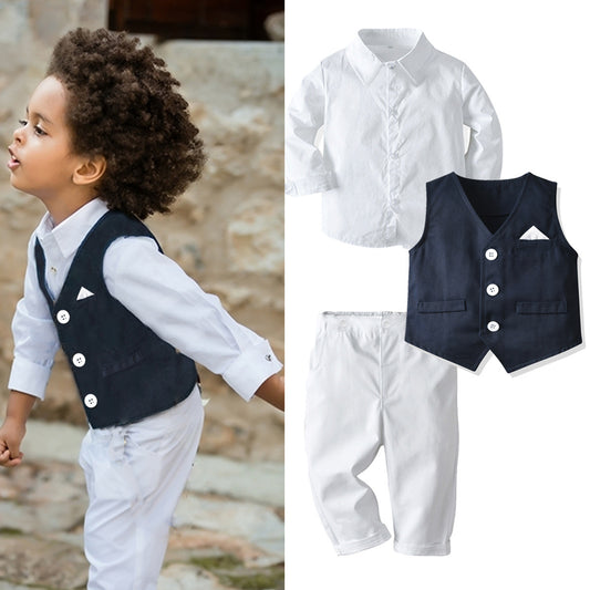 Children's Suit Autumn Long Sleeved Shirt Vest Trousers