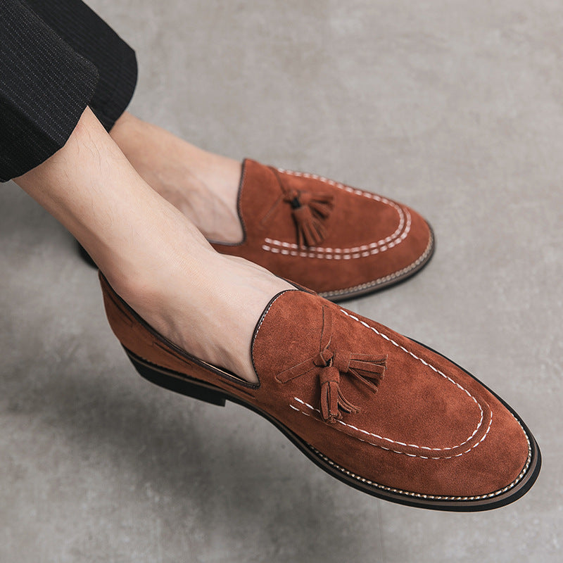 Fringed Men's Suede Leather Slip On Loafers